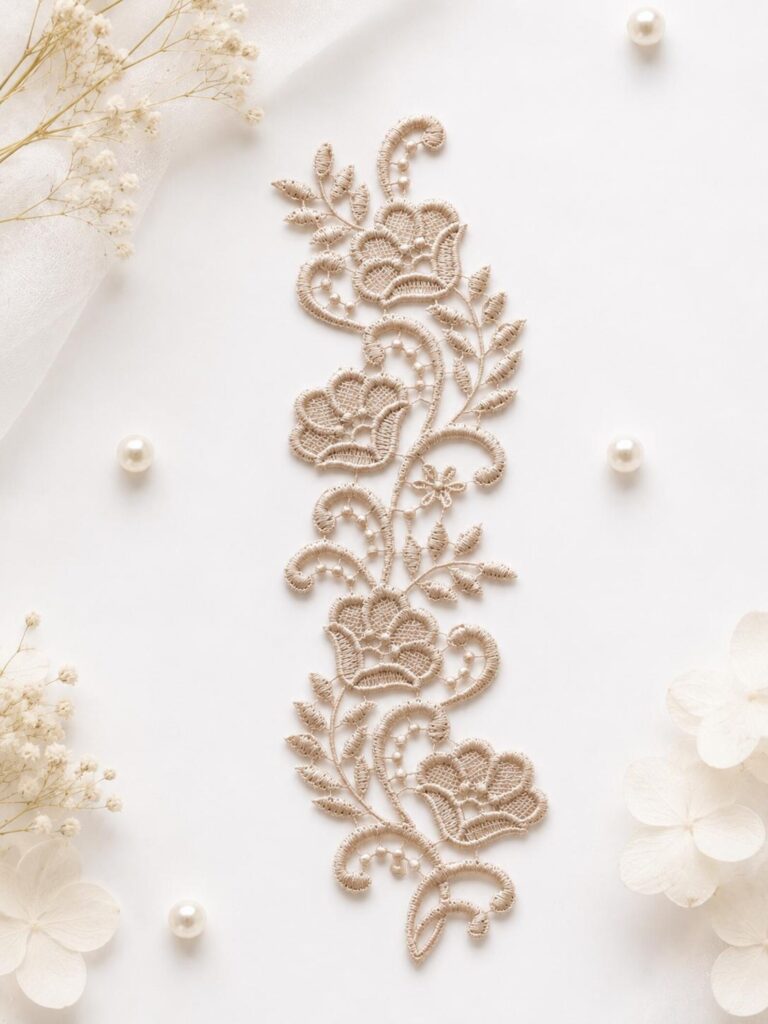 Ivory Floral Lace Applique | Bridal Wedding Dress Motif Trim | Lace Flower